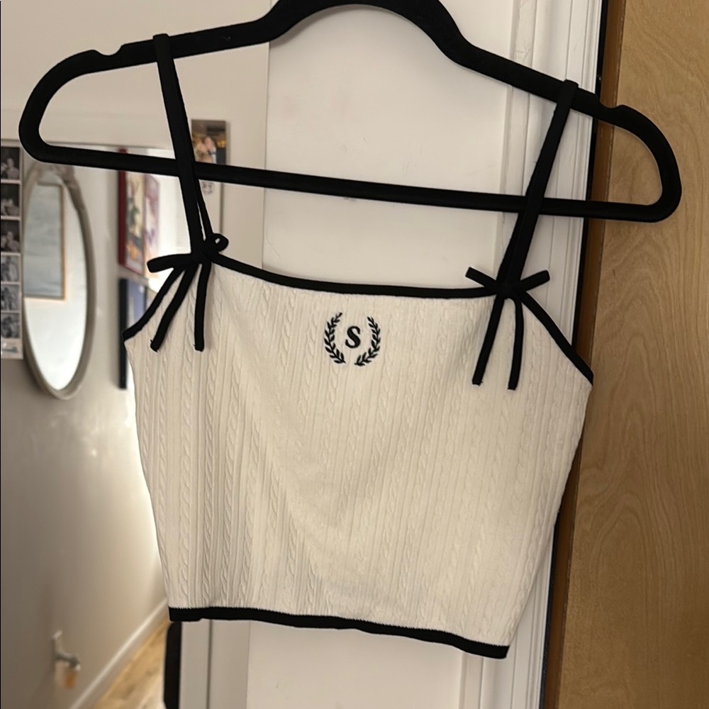 Sandro White Camisole with Black Trim